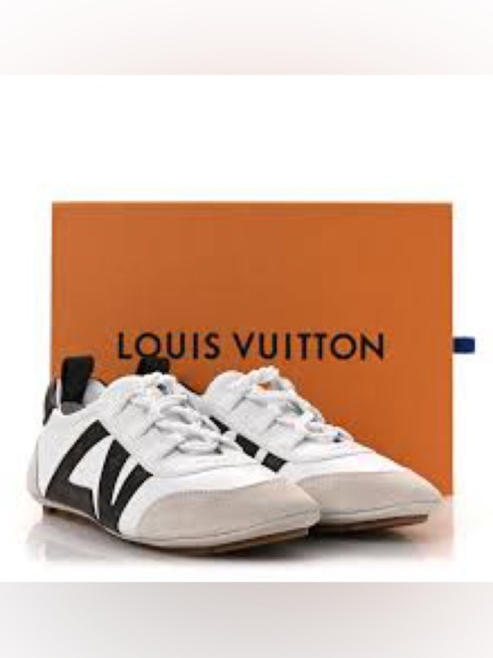 Louis Vuitton Men’s White & Black Low-Top Sneakers with Gray Toe